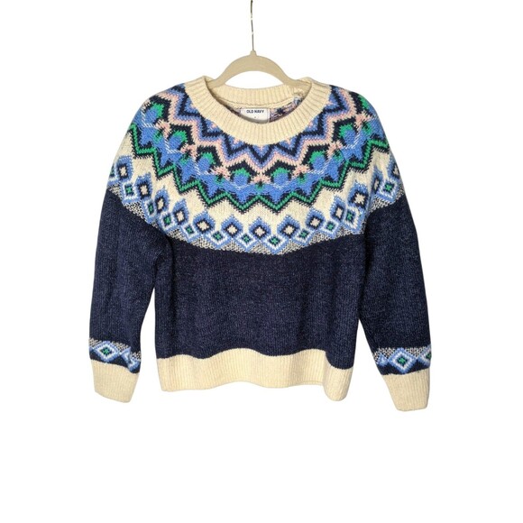 Old Navy Fair Isle Sweater Sz M Festive Thick Cozy Ski Winter Chunky Cottagecore - Picture 1 of 10